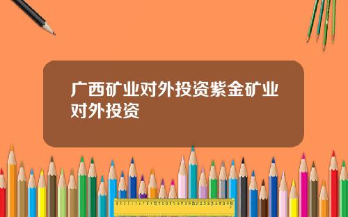 广西矿业对外投资紫金矿业对外投资