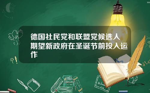 德国社民党和联盟党候选人期望新政府在圣诞节前投入运作