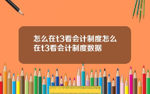 怎么在t3看会计制度怎么在t3看会计制度数据
