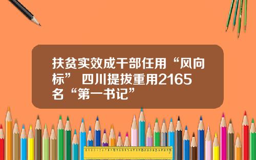 扶贫实效成干部任用“风向标” 四川提拔重用2165名“第一书记”
