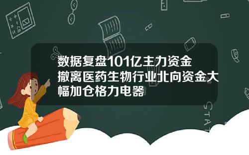 数据复盘101亿主力资金撤离医药生物行业北向资金大幅加仓格力电器