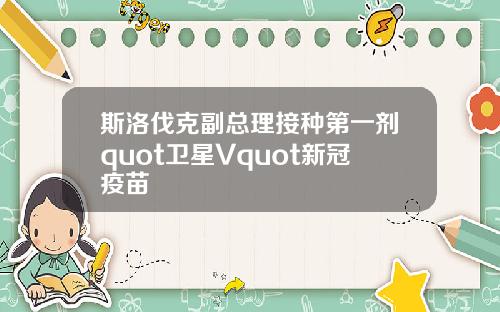 斯洛伐克副总理接种第一剂quot卫星Vquot新冠疫苗