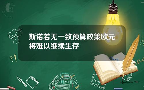 斯诺若无一致预算政策欧元将难以继续生存