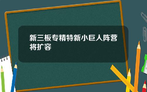 新三板专精特新小巨人阵营将扩容