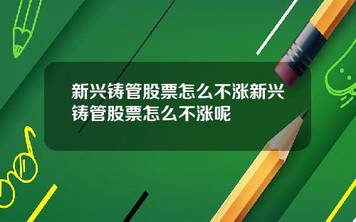 新兴铸管股票怎么不涨新兴铸管股票怎么不涨呢