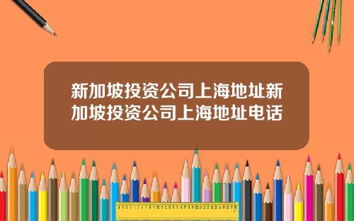 新加坡投资公司上海地址新加坡投资公司上海地址电话