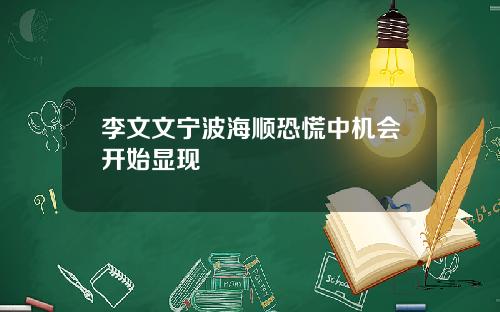 李文文宁波海顺恐慌中机会开始显现