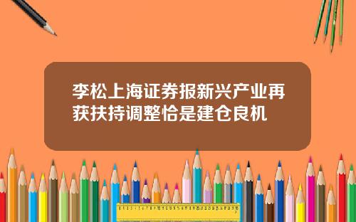 李松上海证券报新兴产业再获扶持调整恰是建仓良机