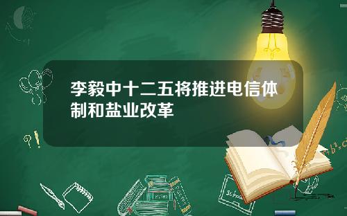 李毅中十二五将推进电信体制和盐业改革