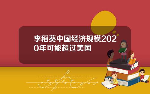 李稻葵中国经济规模2020年可能超过美国