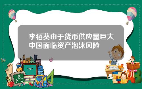 李稻葵由于货币供应量巨大中国面临资产泡沫风险