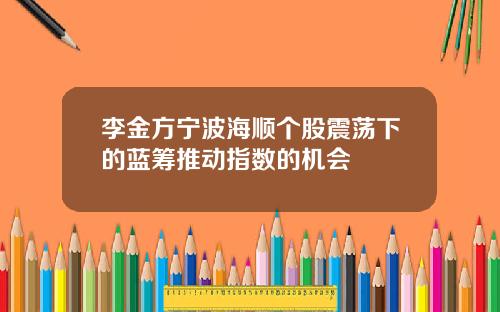 李金方宁波海顺个股震荡下的蓝筹推动指数的机会