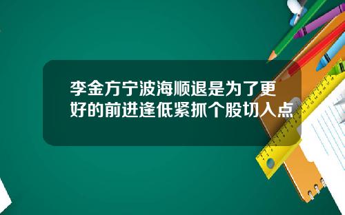 李金方宁波海顺退是为了更好的前进逢低紧抓个股切入点
