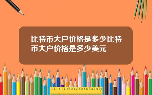 比特币大户价格是多少比特币大户价格是多少美元