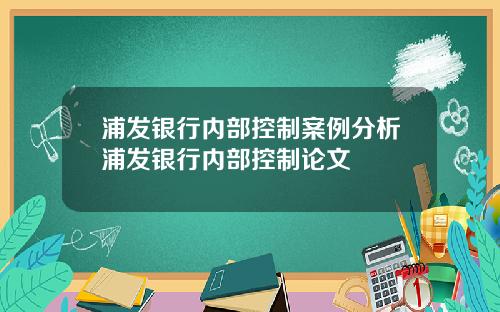 浦发银行内部控制案例分析浦发银行内部控制论文