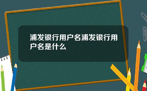 浦发银行用户名浦发银行用户名是什么
