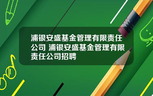 浦银安盛基金管理有限责任公司 浦银安盛基金管理有限责任公司招聘