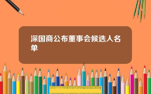 深国商公布董事会候选人名单