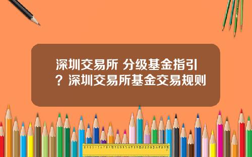 深圳交易所 分级基金指引？深圳交易所基金交易规则