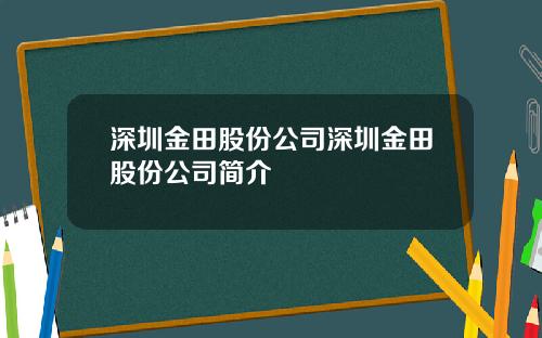 深圳金田股份公司深圳金田股份公司简介
