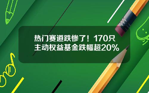 热门赛道跌惨了！170只主动权益基金跌幅超20%
