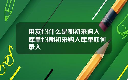 用友t3什么是期初采购入库单t3期初采购入库单如何录入