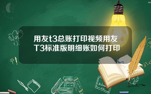 用友t3总账打印视频用友T3标准版明细账如何打印