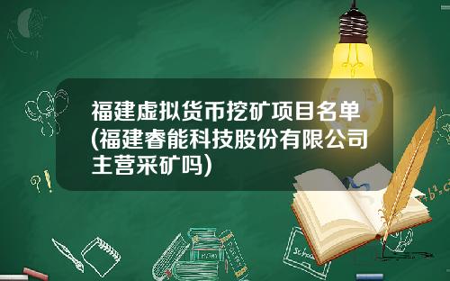 福建虚拟货币挖矿项目名单(福建睿能科技股份有限公司主营采矿吗)
