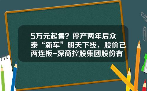 5万元起售？停产两年后众泰“新车”明天下线，股价已两连板-深商控股集团股份有限公司