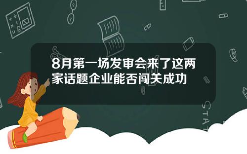 8月第一场发审会来了这两家话题企业能否闯关成功