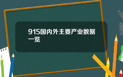 915国内外主要产业数据一览