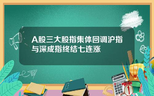A股三大股指集体回调沪指与深成指终结七连涨