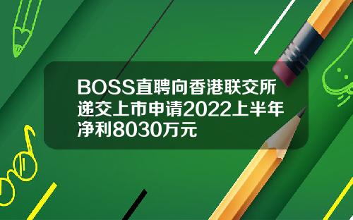 BOSS直聘向香港联交所递交上市申请2022上半年净利8030万元