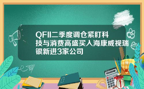 QFII二季度调仓紧盯科技与消费高盛买入海康威视瑞银新进3家公司