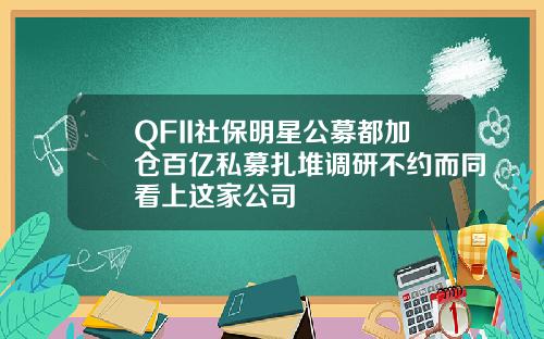 QFII社保明星公募都加仓百亿私募扎堆调研不约而同看上这家公司