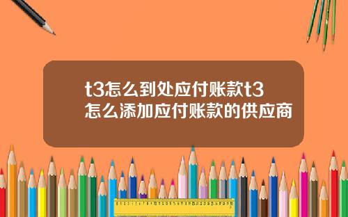 t3怎么到处应付账款t3怎么添加应付账款的供应商