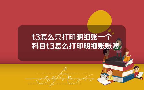 t3怎么只打印明细账一个科目t3怎么打印明细账账簿