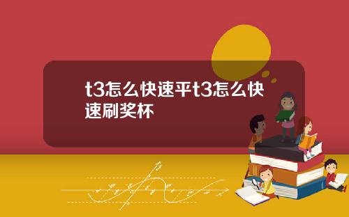 t3怎么快速平t3怎么快速刷奖杯