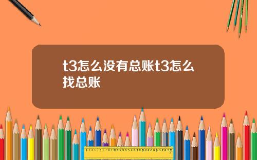 t3怎么没有总账t3怎么找总账