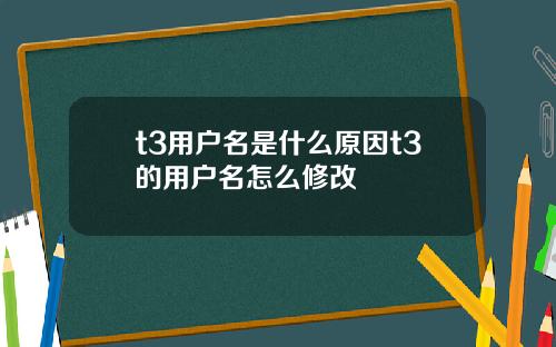t3用户名是什么原因t3的用户名怎么修改