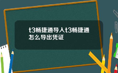 t3畅捷通导入t3畅捷通怎么导出凭证