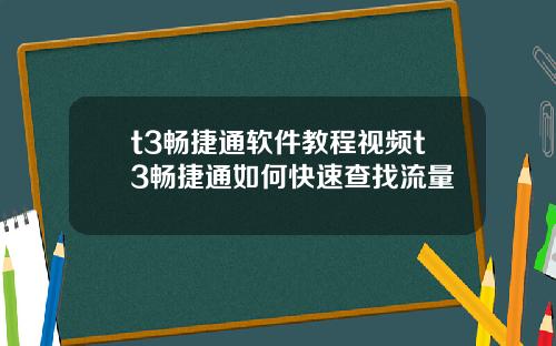 t3畅捷通软件教程视频t3畅捷通如何快速查找流量