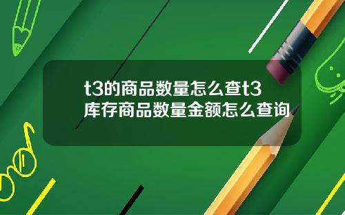 t3的商品数量怎么查t3库存商品数量金额怎么查询