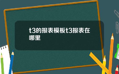 t3的报表模板t3报表在哪里