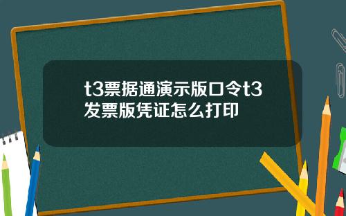 t3票据通演示版口令t3发票版凭证怎么打印
