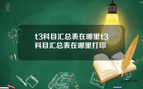 t3科目汇总表在哪里t3科目汇总表在哪里打印