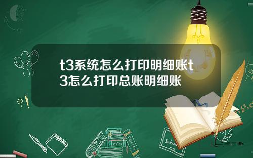 t3系统怎么打印明细账t3怎么打印总账明细账