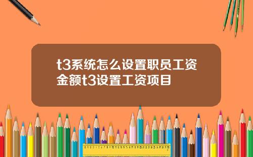 t3系统怎么设置职员工资金额t3设置工资项目