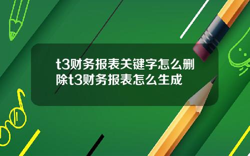 t3财务报表关键字怎么删除t3财务报表怎么生成