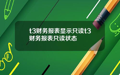 t3财务报表显示只读t3财务报表只读状态